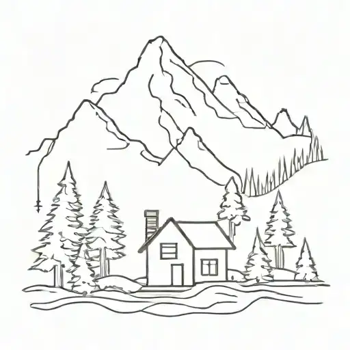 House Among The Forest And Mountains