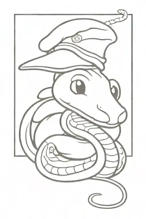 A Python Eatin' A Little Mouse Wearin' A Sailor Hat That Says Snake Farm