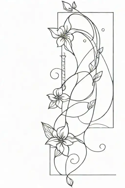 Unalome Fine Line Tattoo Design Combining Elements