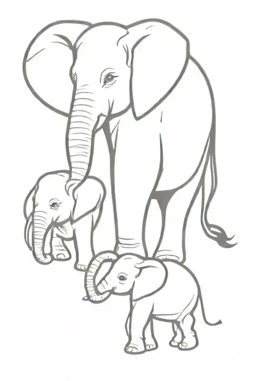 Elephant Mom Tattoo 3 Kids