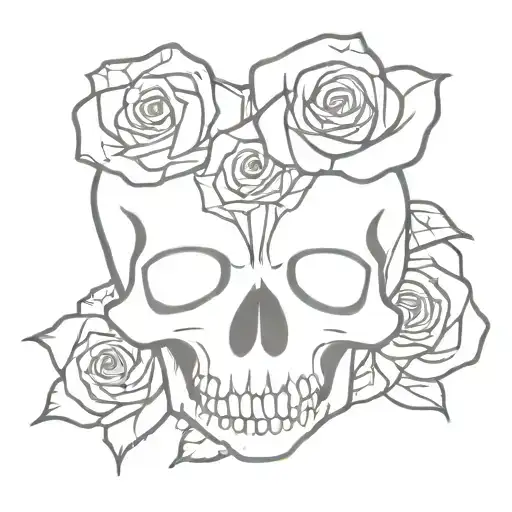 Skull And Roses Intertwined