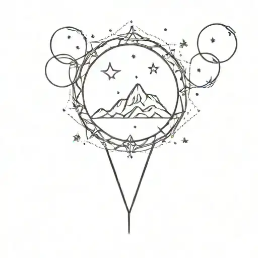 Aries Star Constellation With Mountain Outline