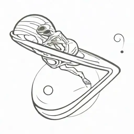 Alien And Saturn Planet