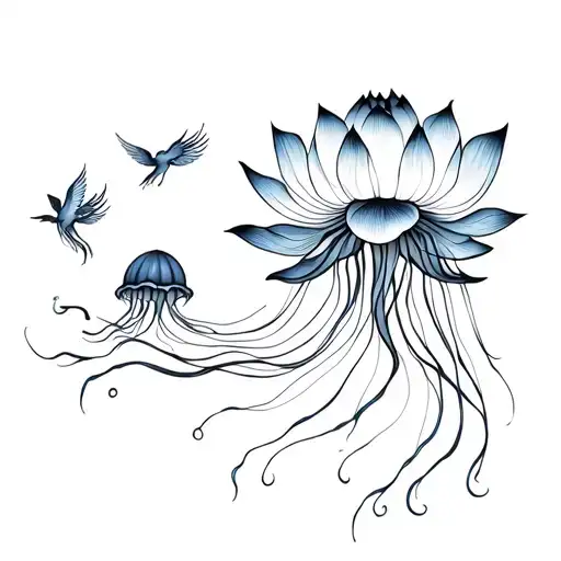 Lotus And Jellyfish And Flight Representing