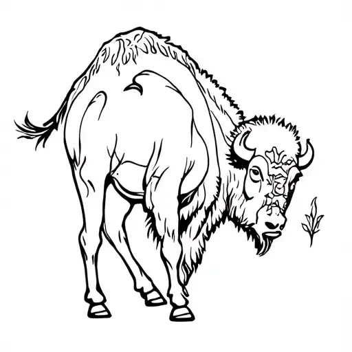 Bison Being Killed By An Indian