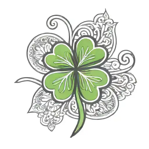 Four Leaf Clover With Names And Paw Print With Name