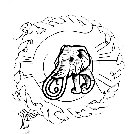 Elephant Fineline With Letter A And R