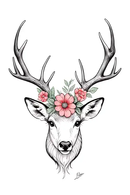 Deer Antlers With Flowers Growing Out With Sleeve