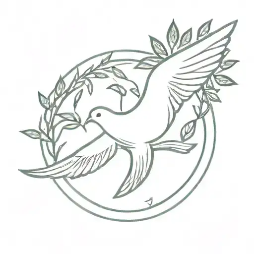Dove With Olive Branch In A Circle