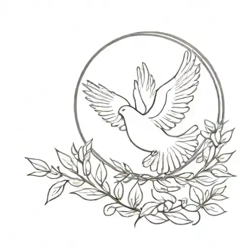 Dove With Olive Branch In A Circle