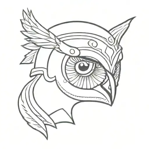 Athena Greek Mythology Head Wearing Helmet Owl Perched