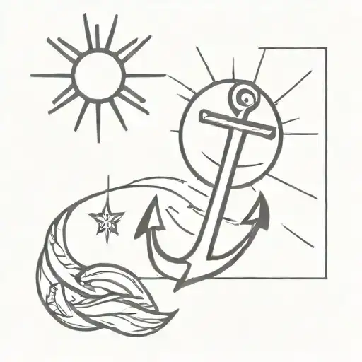 Anchor And Sun Rays Shining