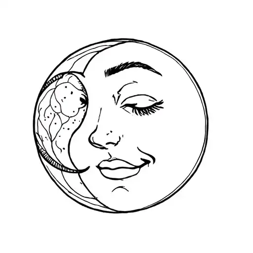 Full Moon With Face That Is Happy And Content