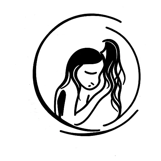 Girl Kneeling And Looking Out Window At The Moon