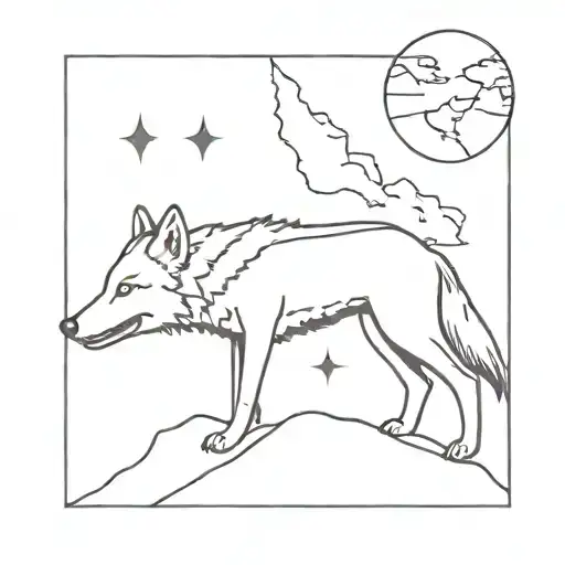 I Would Like A Minimalist Wolf With The Earth And Representing Travel And Cooking