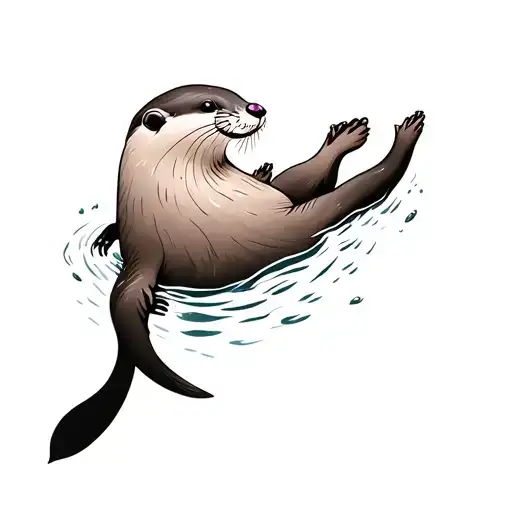 Otter Floating On Its Back In The Water While Holding A Ruby Gemstone On Its Belly