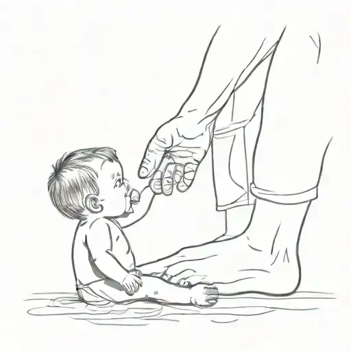 Baby Stepping On Father's Feet
