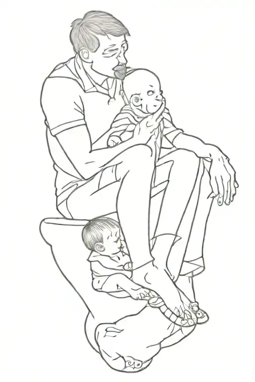 Baby Sitting On Dads Foot