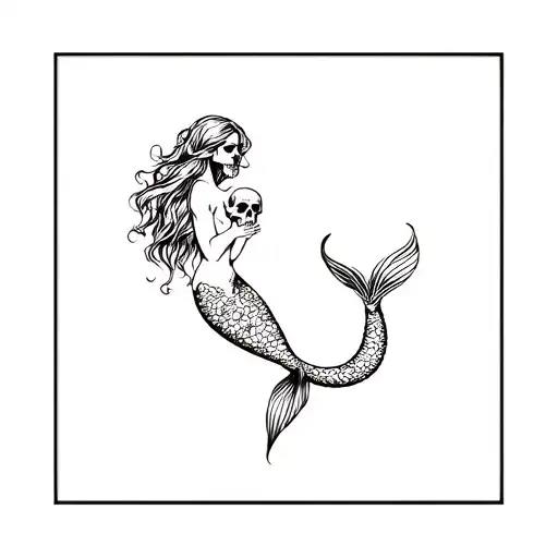 Mermaid Holding A Skull