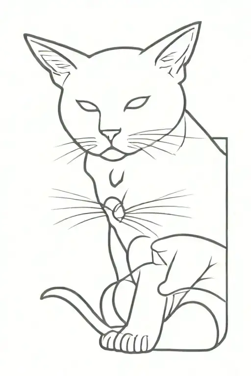 Cat Books Travel Tattoo Design