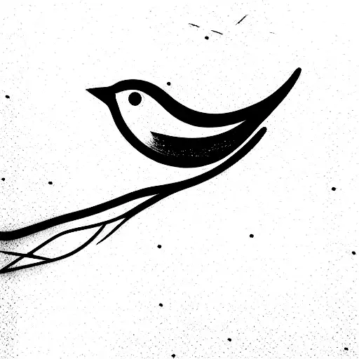 Little Bird On A Vertical Branch