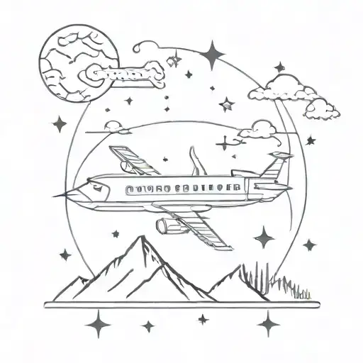 Stars Plane And Nature Scene