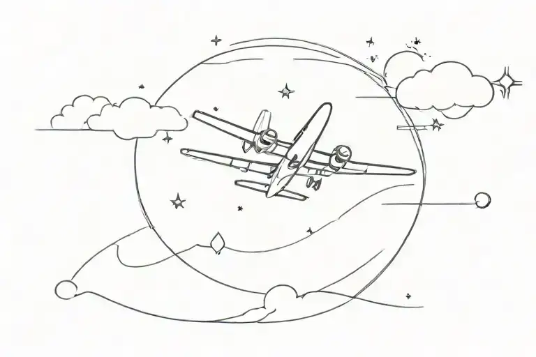 A Plane Flying From The Nature To The Stars