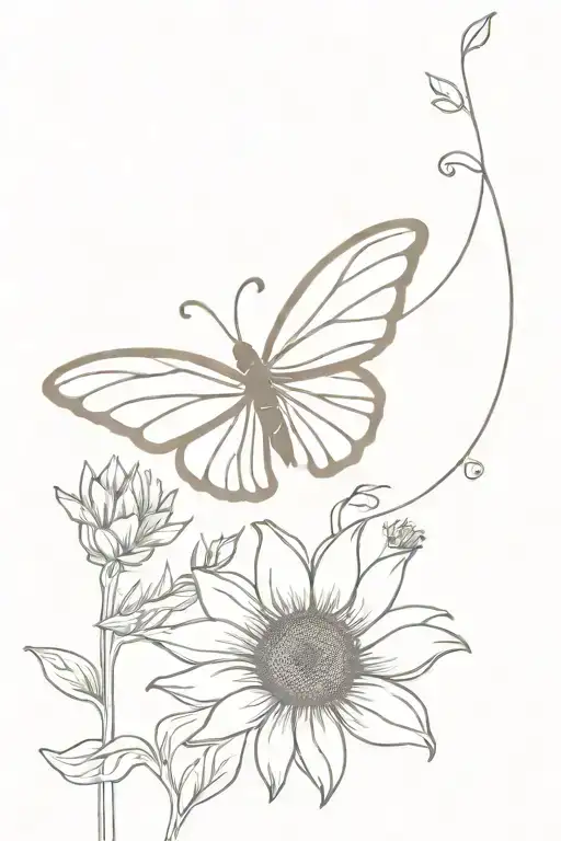 Butterfly And Sunflower