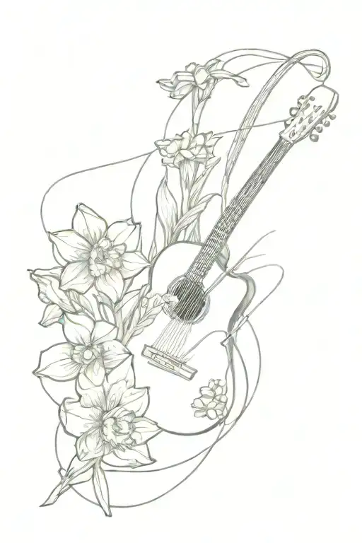 Guitar Strings Pine Trees Daffodils