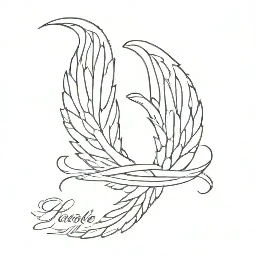 Angel Wings Spread With Name Intertwined