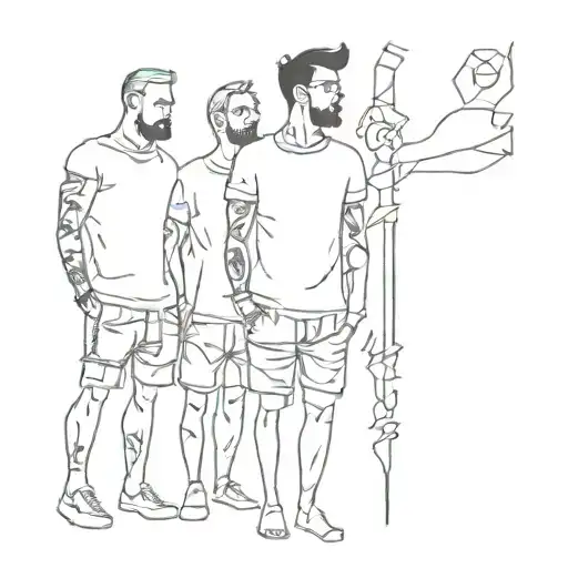 Group Of Male Friends That Studie All Together Symbolizing