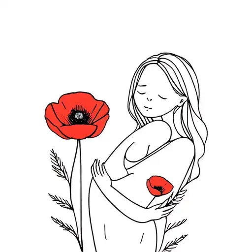 Baby And Mom And A Poppy