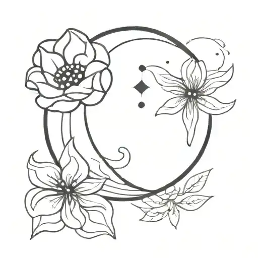 Moon With A Singular Flower On It