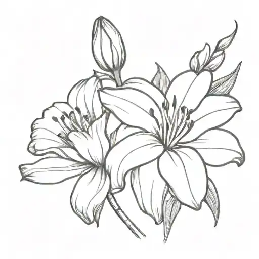 One Lily Flower With One Carnation Flower Blooming Bouquet