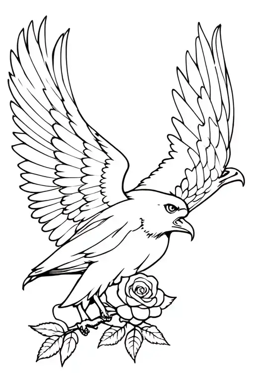 An Eagle That Holds A Rose