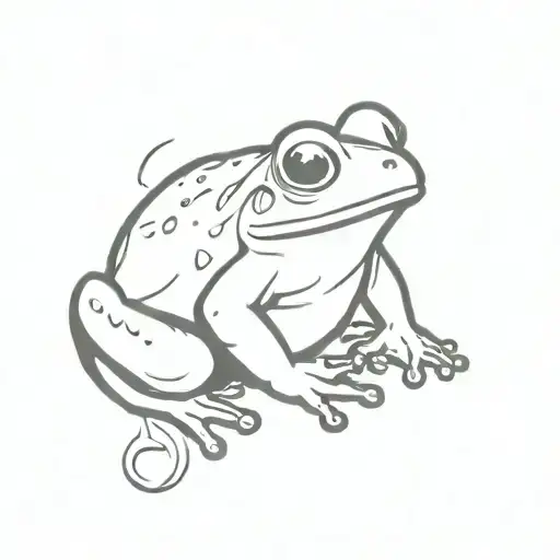 Chubby Frog Sitting Down From A Side Angel