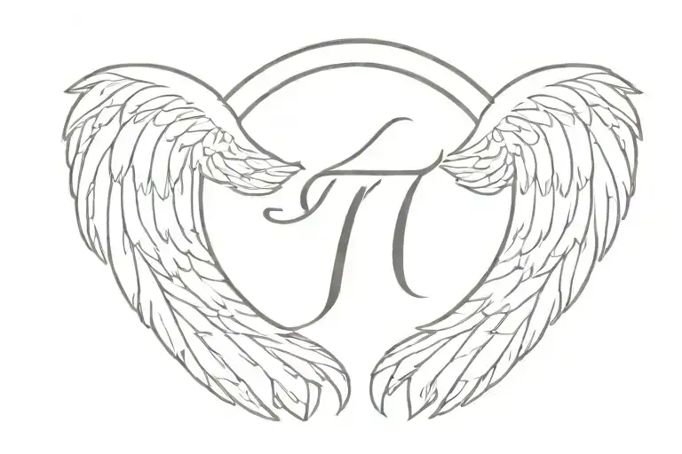 Angel Wings With The Letter T In The Center