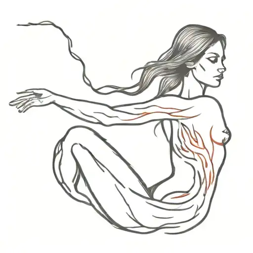 Girl With Fire Around Her Body