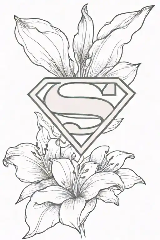 Superman Logo With Lily Flowers Growing