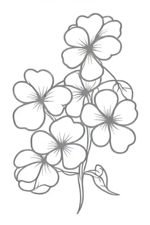 Four Leaf Clover And Violet Flower Intertwined