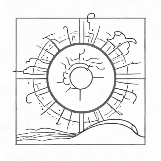 Half Of A Sun Rising With One Of The Rays Being A Cross