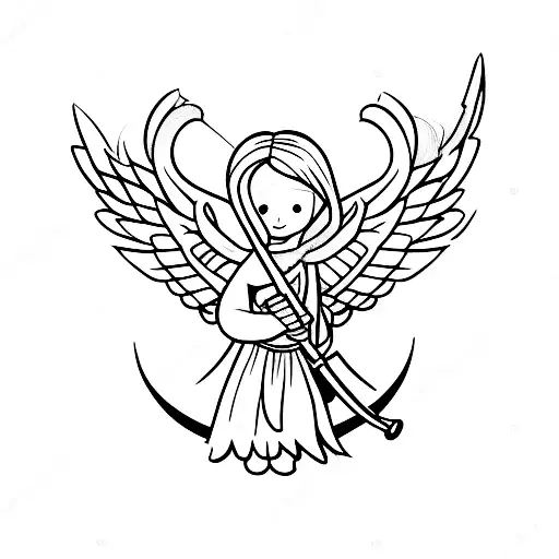 A Full Body Little Angel With A Sword
