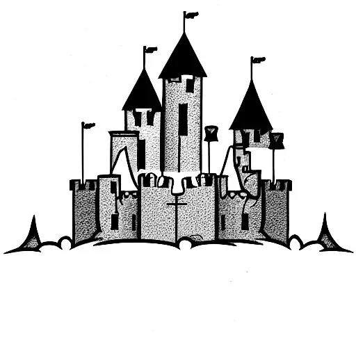 Simple Thin Line Castle