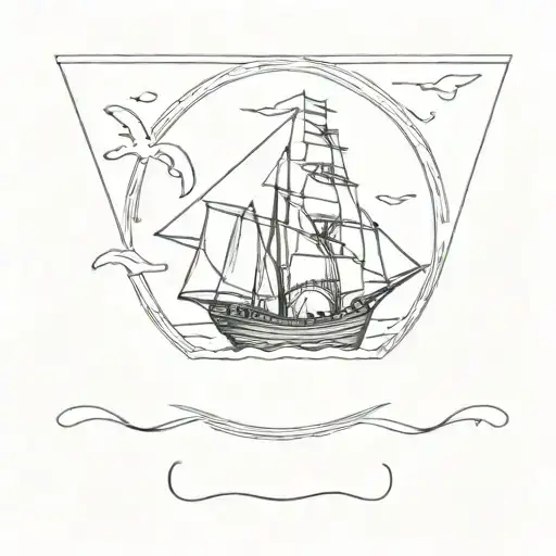 Pirate Ship Sailing Through A Sea