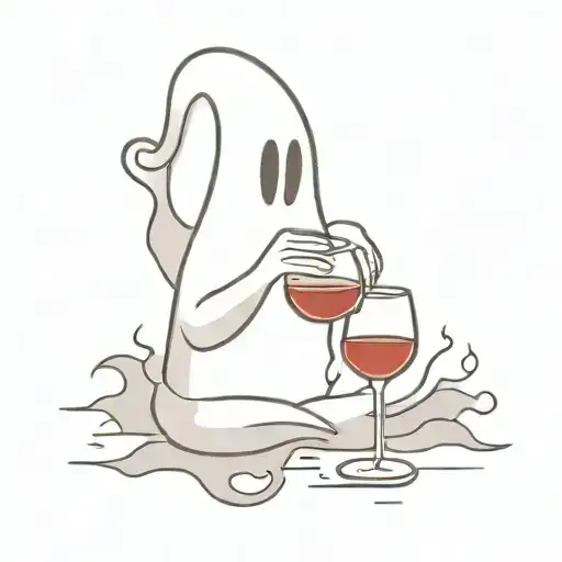 Cartoon Ghost Pouring Wine