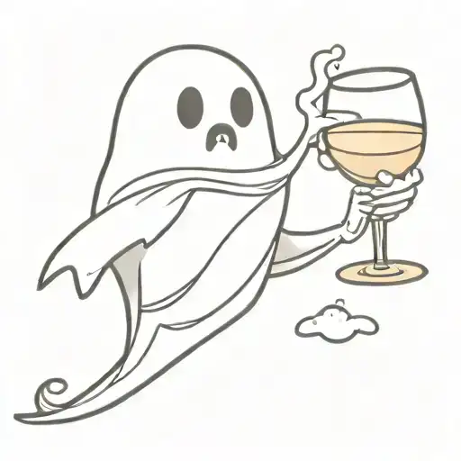 Cute Cartoon Ghost Pouring Wine Into A Glass