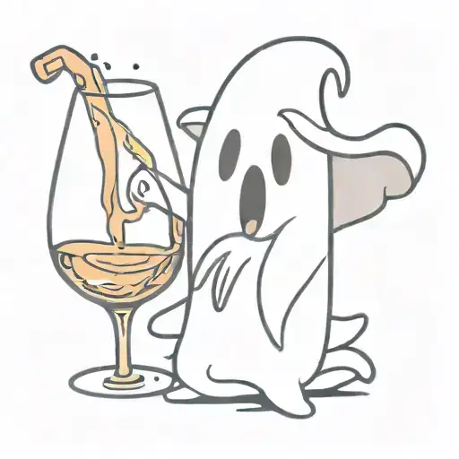 Cute Cartoon Ghost Pouring Wine