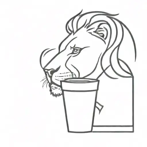 Lion Drinking Coffee Cup