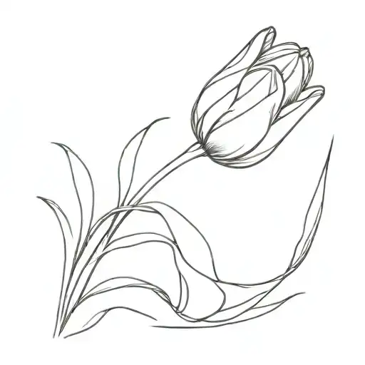 Tulip Single Line Tattoo Design