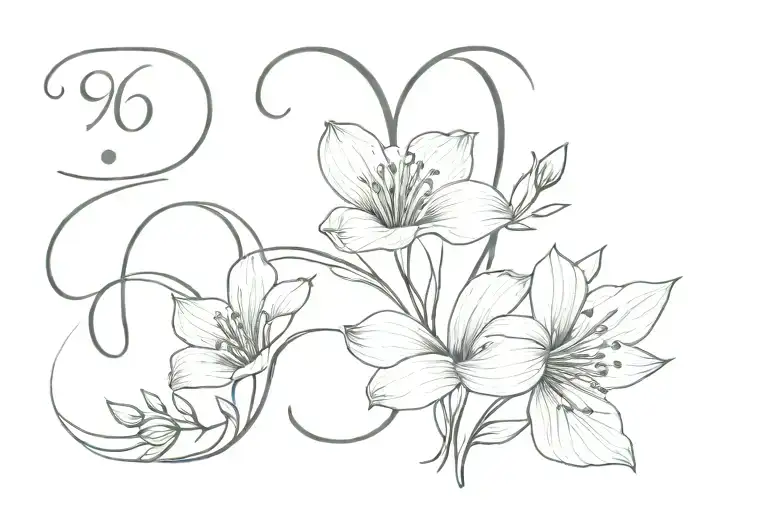 Vertical Name With Line And Date Of Birth Flower